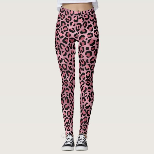 Rosa Leopardenmuster Leggings (Vorderseite)