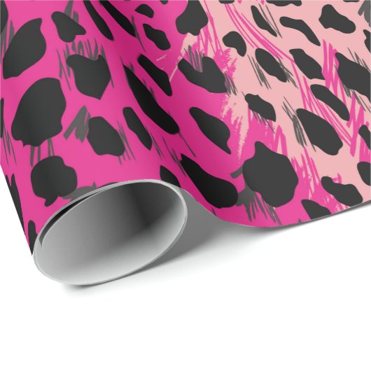 Rosa Leopardenmuster Textilfabricanimal, Backgrob Geschenkpapier (Rolleneckpunkt)