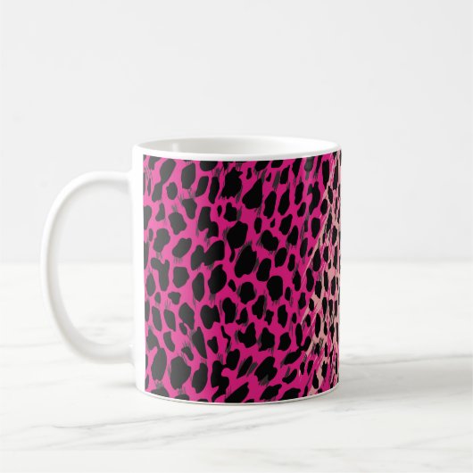 Rosa Leopardenmuster Textilfabricanimal, Backgrob Kaffeetasse (Links)
