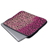Rosa Leopardenmuster Textilfabricanimal, Backgrob Laptopschutzhülle (Vorne Knopf)