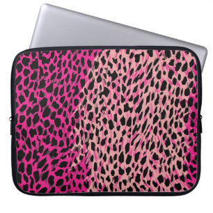Rosa Leopardenmuster Textilfabricanimal, Backgrob Laptopschutzhülle