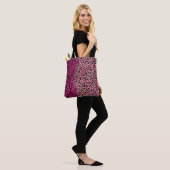 Rosa Leopardenmuster Textilfabricanimal, Backgrob Tasche (Am Model)