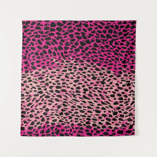 Rosa Leopardenmuster Textilfabricanimal, Backgrob Wandteppich (Vorderseite (Horizontal))