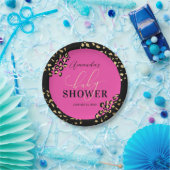 Rosa Leopardenprint-Dusche Pappteller (Party)