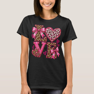 Rosa Leopardenprint LOVE Coquette-Schleifen-T-Shir T-Shirt