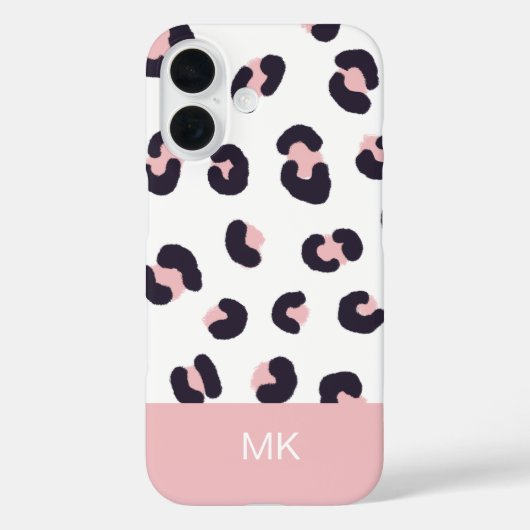Rosa Leopardenprint mit Monogramm Case-Mate iPhone Hülle (Rückseite)