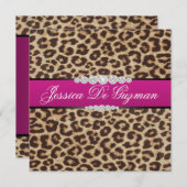 Rosa Leopardenschuld Einladung (Vorne/Hinten)