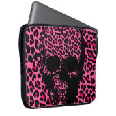 Rosa Leopardhautdruck-Punkschädel Laptopschutzhülle (Vorne Rechts)