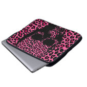 Rosa Leopardhautdruck-Punkschädel Laptopschutzhülle (Vorne Knopf)