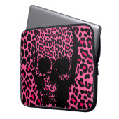 Rosa Leopardhautdruck-Punkschädel Laptopschutzhülle (Vorderseite Links)