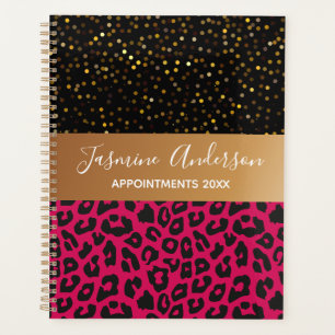 Rosa Leopardmuster Schwarz Gold Glitzer 2024 Planer
