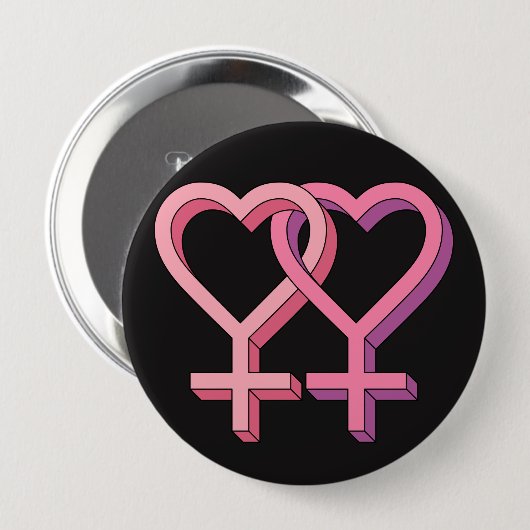 Rosa lesbischer Gleichheits-Knopf des Symbol-LGBT Button (Vorne & Hinten)