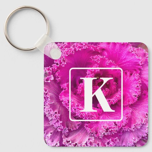 Rosa Lettuce-Schlüsselanhänger mit Monogramm Schlüsselanhänger (Vorderseite)