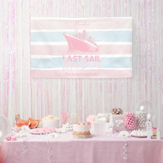 Rosa letzte Segel vor dem Schleier Bachelorette Banner (Party)