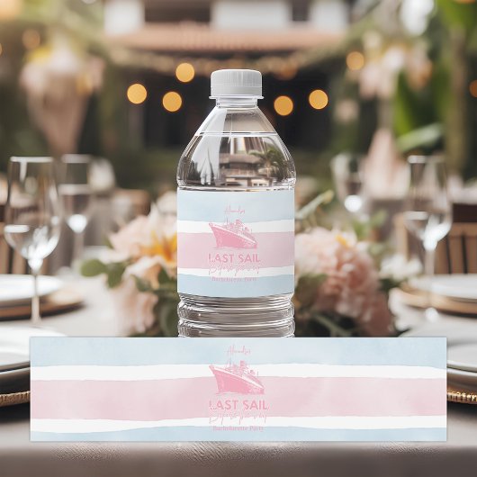 Rosa letzte Segel vor dem Schleier Bachelorette Wasserflaschenetikett