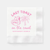 Rosa Letzter Toast an der Küste Bachelorette Napki Serviette (Vorderseite)