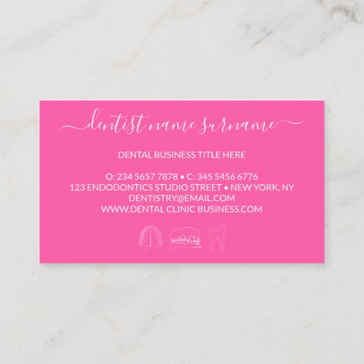 Rosa, leuchtend weiche Zahnseide Visitenkarte (Rückseite)