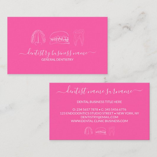 Rosa, leuchtend weiche Zahnseide Visitenkarte (Vorne/Hinten)