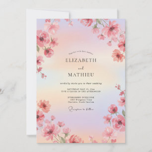 Rosa leuchtende Wasserfarben-Hochzeit Einladung