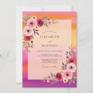 Rosa leuchtender Sonnenuntergangs-Hochzeit Einladung