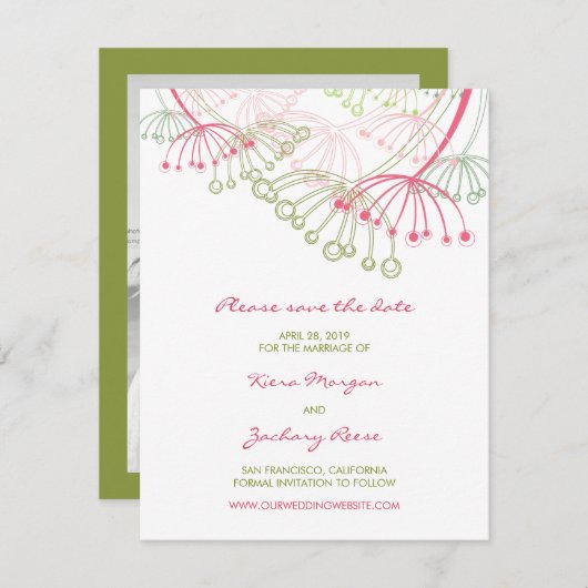 Rosa Leuchter Blume Spring Save the Date Karte (Vorne/Hinten)