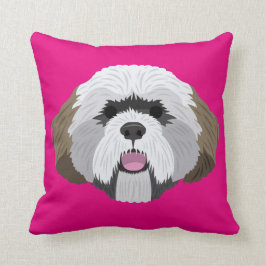 Rosa Lhasa Apso Kissen