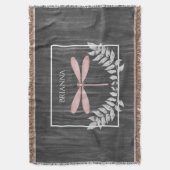 Rosa Libelle Rustikale Personalisierte Kehlkopfbla Decke (Vorderseite Vertikal)