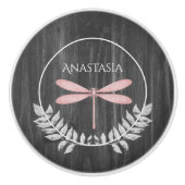 Rosa Libelle Rustikale Personalisierte Keramik Keramikknauf (Vorderseite)