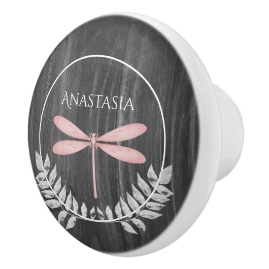 Rosa Libelle Rustikale Personalisierte Keramik Keramikknauf (Rechts)