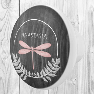Rosa Libelle Rustikale Personalisierte Keramik Keramikknauf