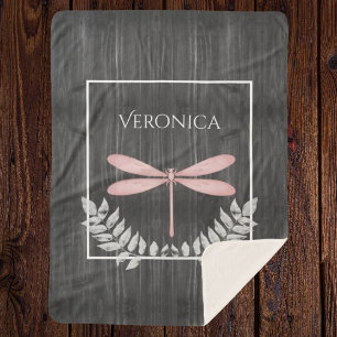 Rosa Libelle Rustikale Personalisierte Sherpa Blan Sherpadecke