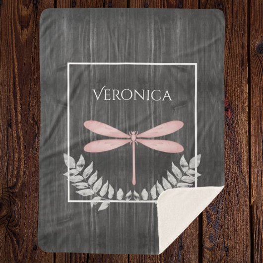 Rosa Libelle Rustikale Personalisierte Sherpa Blan Sherpadecke