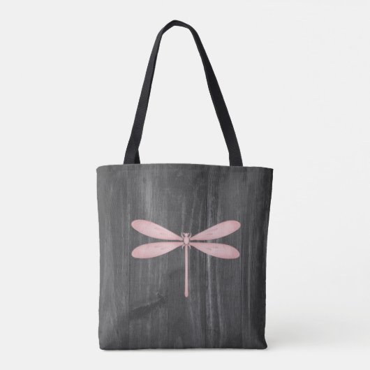 Rosa Libelle Rustikale Personalisierte Tote Tasche (Rückseite)