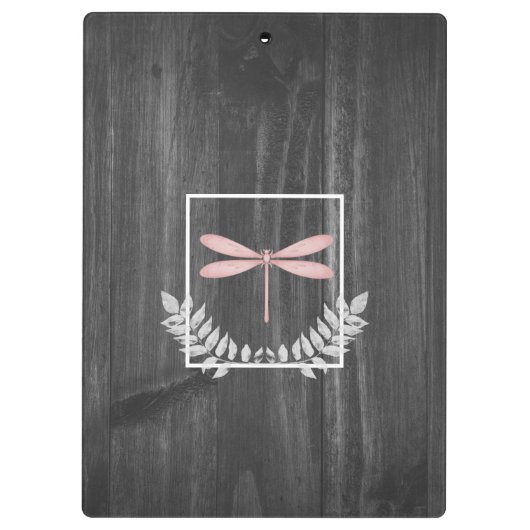 Rosa Libelle Rustikale Zwischenablage Klemmbrett (Rückseite)