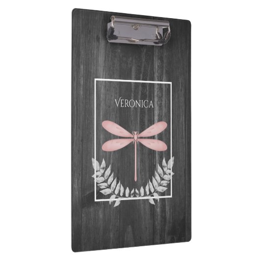 Rosa Libelle Rustikale Zwischenablage Klemmbrett (Rechts)