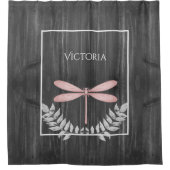 Rosa Libelle Rustikaler Personalisierter Duschvorh Duschvorhang (Vorderseite)