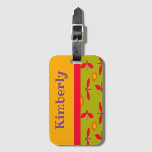 Rosa Libellen Gepäckanhänger (Vorderseite Vertikal)