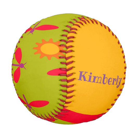 Rosa Libellen-Muster Baseball (Schrägansicht)