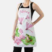 Rosa Libellen und grüner Frosch Personalisiert Schürze (InSitu)