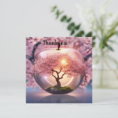 Rosa lichtdurchlässiger Apfelwein mit Apfelbaum-Sz Dankeskarte (Stehend Vorderseite)
