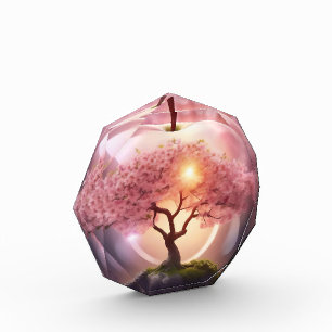 Rosa lichtdurchlässiger Apfelwein mit Apfelbaum-Sz Fotoblock