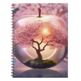 Rosa lichtdurchlässiger Apfelwein mit Apfelbaum-Sz Notizblock