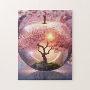 Rosa lichtdurchlässiger Apfelwein mit Apfelbaum-Sz Puzzle