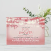 rosa Lichterkette rustikales Brautparty Einladung (Stehend Vorderseite)