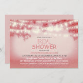 rosa Lichterkette rustikales Brautparty Einladung (Vorne/Hinten)