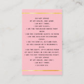 Rosa Lichtflorale Kreuzung Beerdigungskarte Visitenkarte (Rückseite)