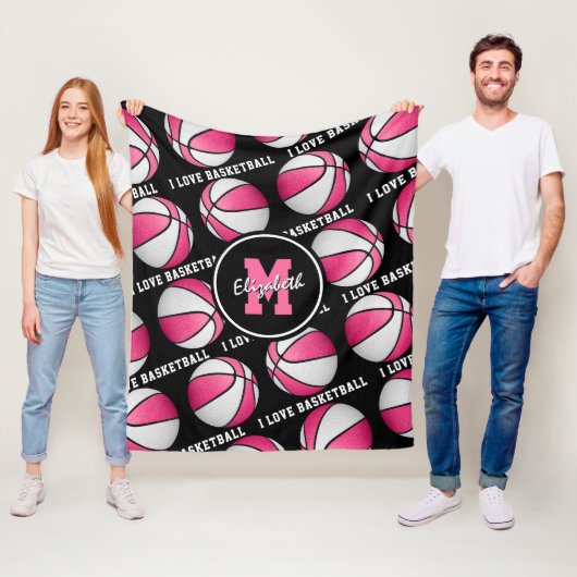 Rosa Liebe Basketballkorb Fleecedecke (Beispiel)