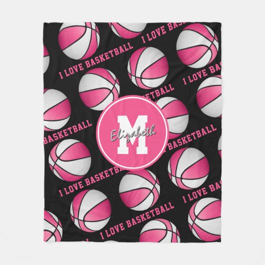 Rosa Liebe Basketballkorb Fleecedecke (Vorderseite)