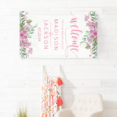 Rosa Liebe Blüten Hochzeitsempfang Banner (Insitu)