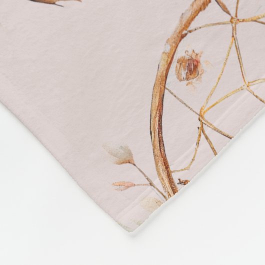 Rosa Liebe Boho Blumen Feathers Dream Catcher Fleecedecke (Ecke)